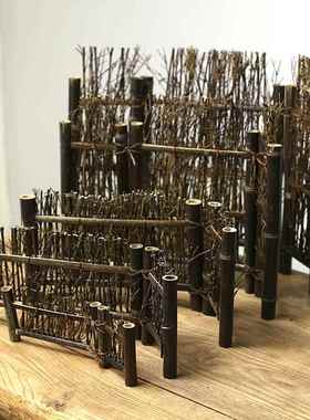 日料刺身摆盘装饰竹篱笆刺身拼盘餐厅紫竹酒店海鲜田园小屏风围栏