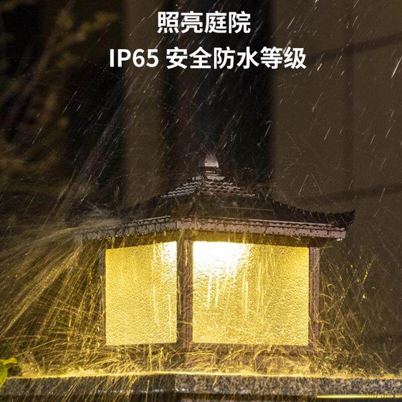 户外防水太阳能柱子灯别墅大门柱灯庭院灯花园围墙栏灯室外柱头灯