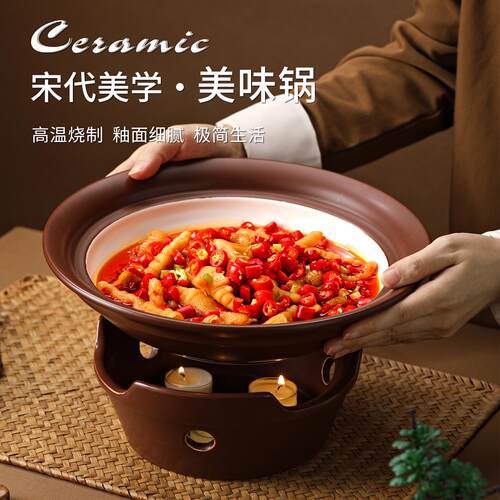 江西辣鸡爪盘子可加热大号甲鱼陶瓷煲干锅私房酒店商用特色菜餐具