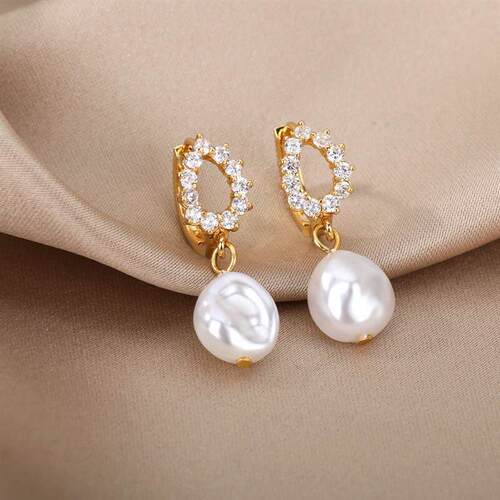Circle Earrings For Women Vintage Punk Baroque Pearl Earring
