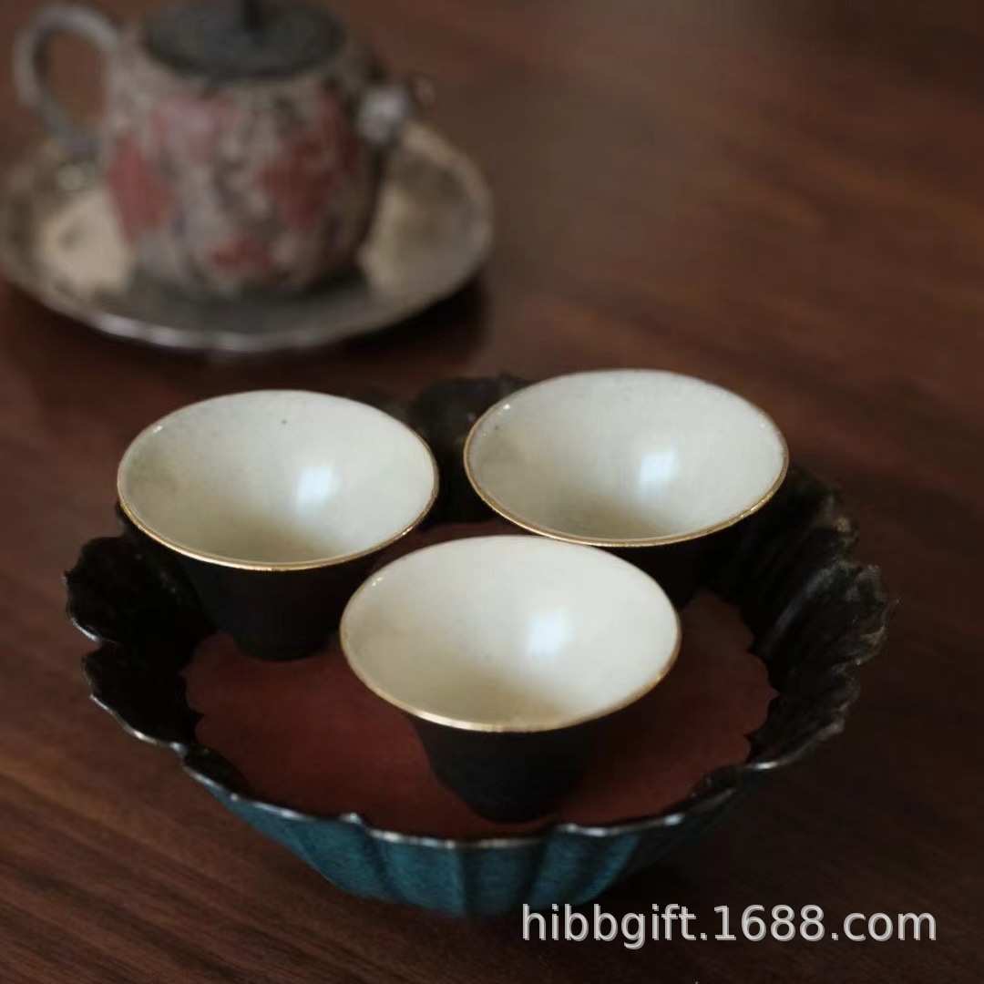 新品半斋壶承绿紫铜莲花壶承点金茶承储水干泡盘茶盘壶垫