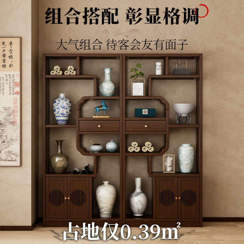中式隔断玄关柜博古架家用茶叶具收纳展示柜摆件置物架子客厅茶室