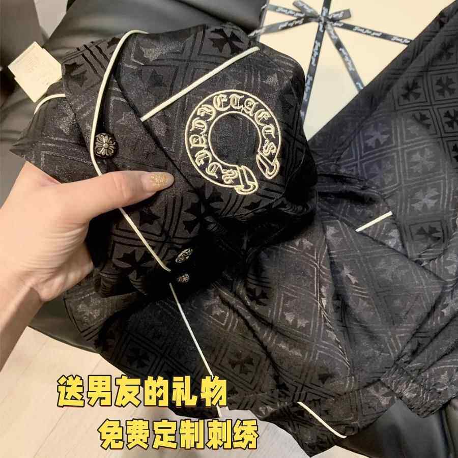 定制刺绣高级感男士睡衣真丝夏季短袖2025年新款桑蚕丝家居服套装