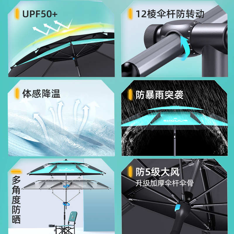 渔之源钓鱼伞大钓伞2024新款拐杖雨伞钓鱼专用新型户外太阳遮阳伞