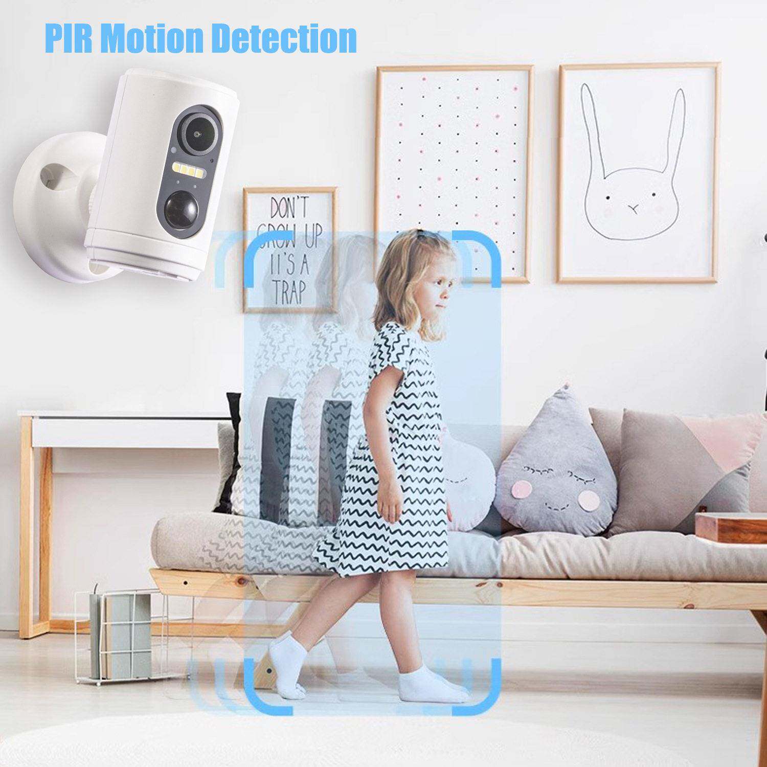 1080PWifi安防监控摄像头人体感应手机推送消息无线夜视广角