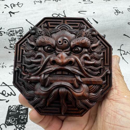 道家龙虎山雷击枣木八卦狮咬剑吞口挂件入户门对门风水化解枣木牌