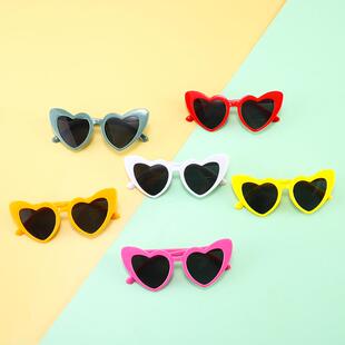 遮阳演出装 小孩墨镜夏季 扮造型眼镜女 经典 儿童太阳镜猫眼爱心时尚