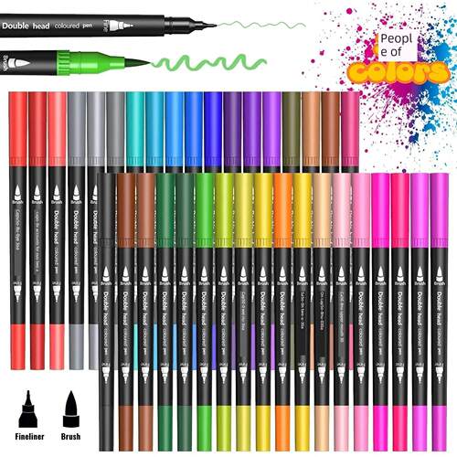 12 24 36 Colour Felt Tip Pens Watercolour Marker Pen,Double