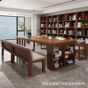 新中式 办桌学 简约实木家用客厅书书桌电一脑桌带抽940屉架体公式
