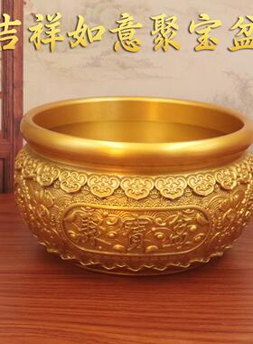 黄铜吉祥如意聚宝盆八福莲花聚宝盆开业办公室桌面摆件工艺品