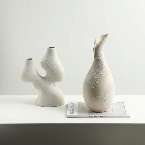 现代极简抽象珠点肌理陶瓷花瓶跨境家居客厅餐桌插花创意软装摆件