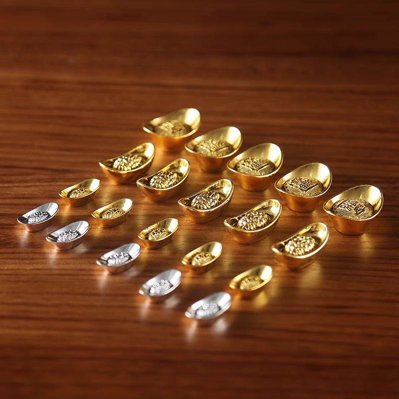 合金仿真金银元宝小号摆件 家居装饰工艺品客厅聚宝盆配件摆设