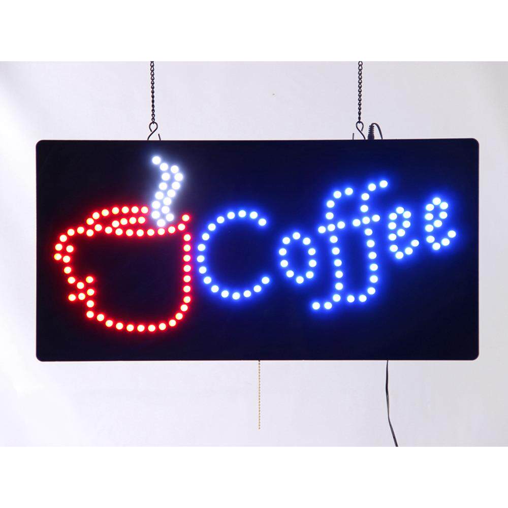 跨境灯箱LED广告牌咖啡店营业指示牌 LED Coffee Sign 48x24cm