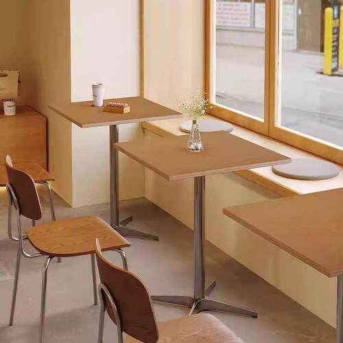 中古风商用北欧网红奶茶店咖啡厅桌椅原木色蛋糕烘焙店海洋板桌椅
