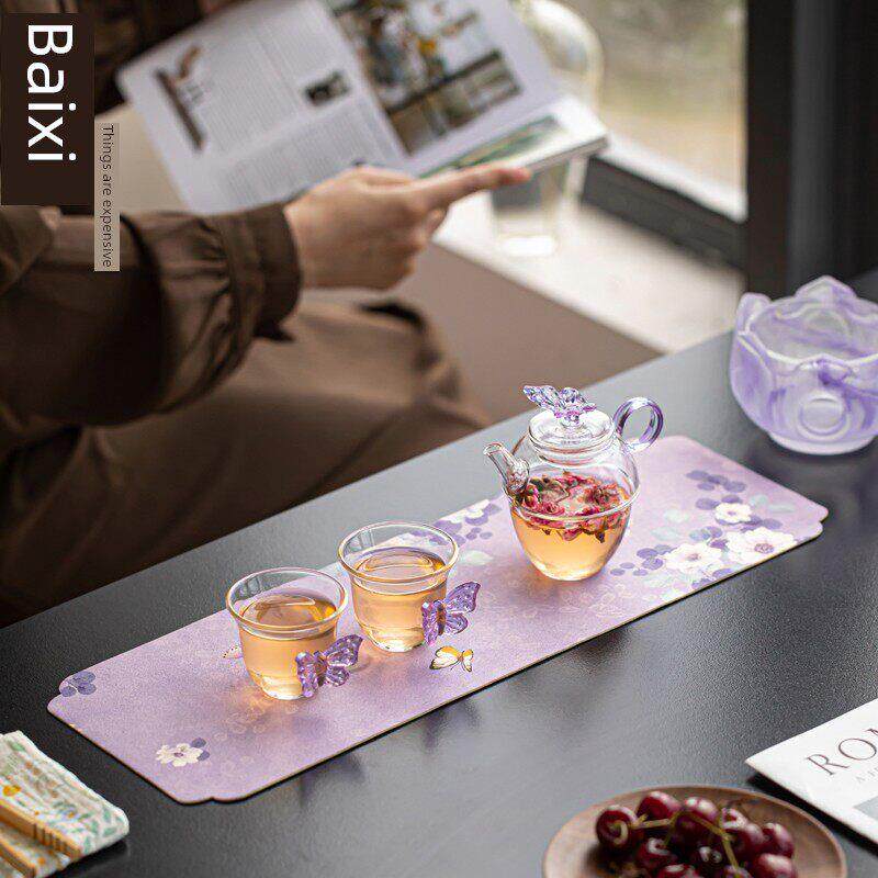 中国风干泡小茶席垫子高级中式长条茶桌布垫隔热茶杯壶垫防水茶垫