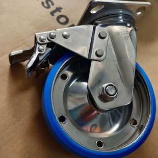 重型150mm 不锈钢支架配钢芯聚氨酯材料机械万向带刹脚轮 6寸