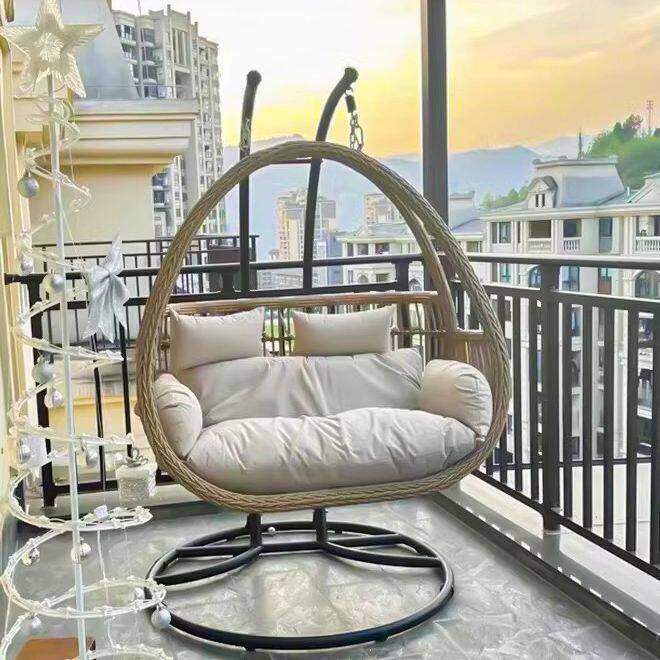 户外秋千吊篮庭院双人吊椅阳台休闲椅子家用吊兰藤椅室内吊床摇椅