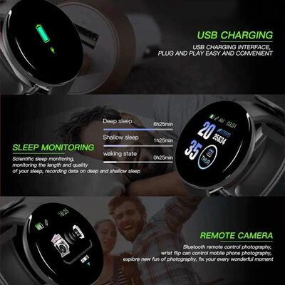 D18 Smart Watch Heart Rate Monitor Men