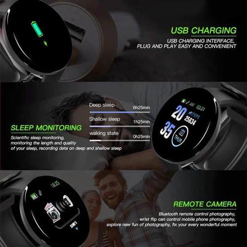 D18 Smart Watch Heart Rate Monitor Men