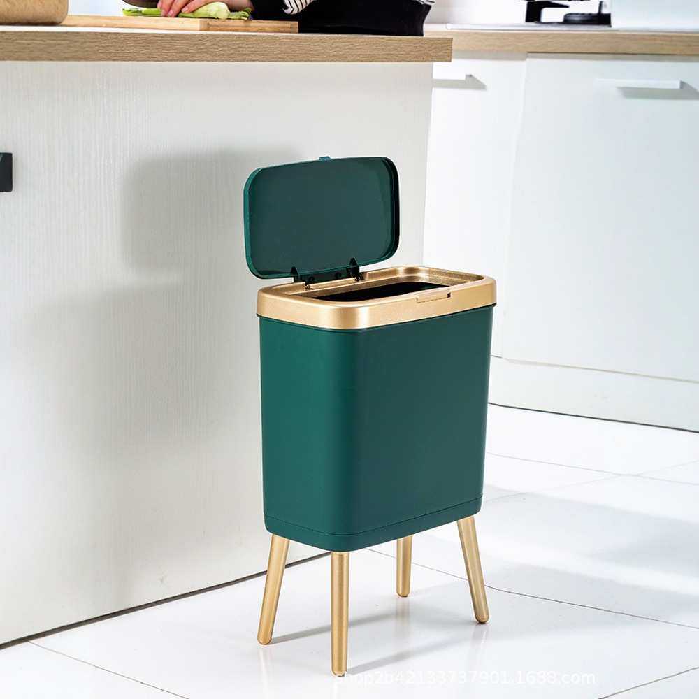 大号大容量垃圾桶高脚厨房专用方形家用卫生间轻奢客厅带盖按压式