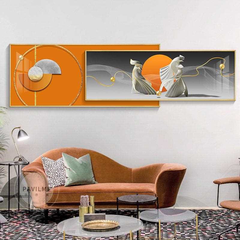 新款直销北欧客厅装饰画现代简约晶瓷画轻奢沙发背景画叠加挂画卧