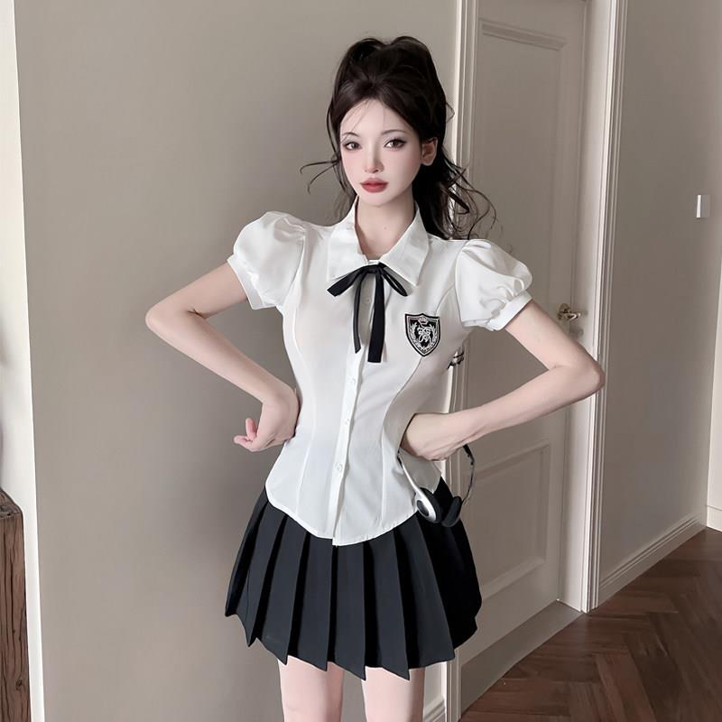 白衬衫职业装女收腰秘书足浴技师工作服制服套装减龄工衣