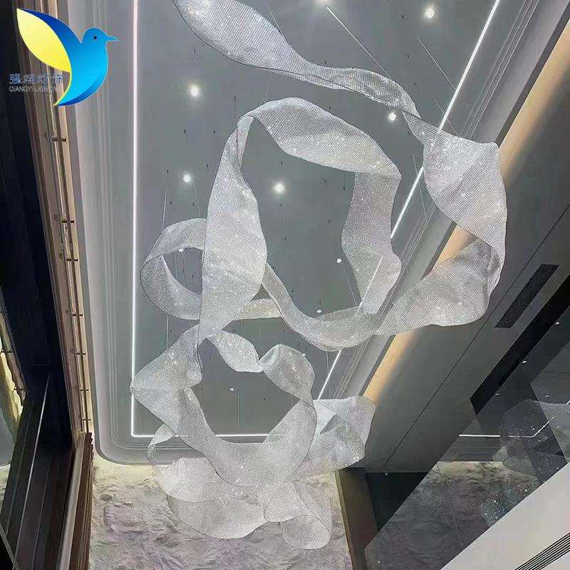 LED灯水晶网艺术灯具宴会厅售楼部旅馆空中吊饰中庭装饰吊灯