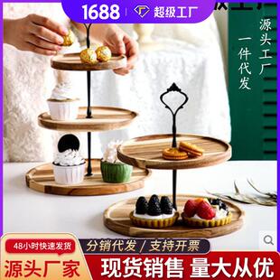 多层糖果相思木三层双层木质点心用的木盘托盘蛋糕干果盘西式甜点