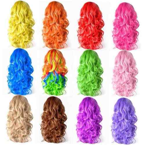 wig cosplay fashion women long Straight hair Red black blue