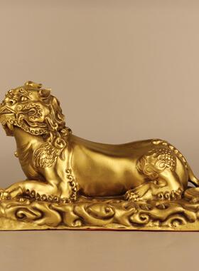 黄铜谛听摆件 铜谛听卧姿独角 家居装饰桌面创意礼品工艺品