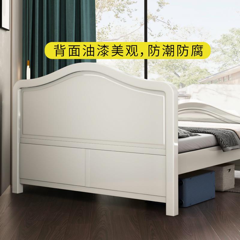 主卧纯实木全实木床1.5米双人1米8高脚床1.2m单人床加高白色大X20