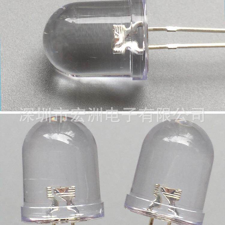 T10圆头超高亮白发蓝光 12V10MM聚光蓝灯发光二极管 12V电压灯珠