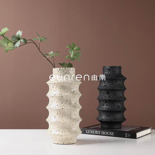 现YN-HP162代极轻奢洞石花瓶装饰品家居茶创摆几意艺术插花简器样