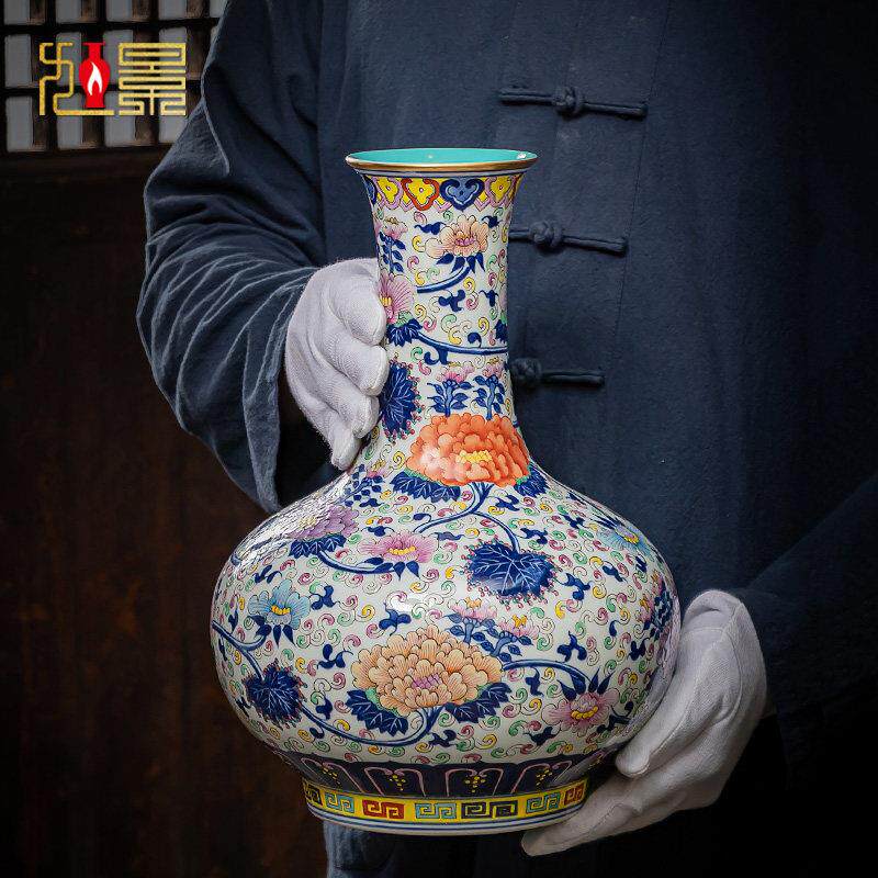 景德镇陶瓷花瓶瓷器摆件彷古青花瓷新中式客厅插花轻奢高档大瓷瓶
