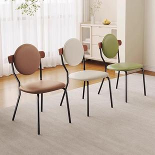 梵炫074奶法式 餐椅家用油实木椅靠背设计师子餐桌椅约网红简餐厅