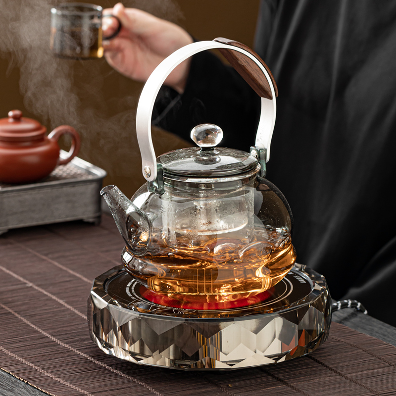 水晶电陶炉煮茶煮茶器小型茶炉围炉煮茶壶烧水壶玻璃养生壶泡茶壶