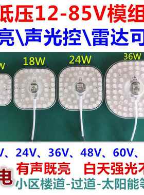 低压声光控吸顶灯 雷达感应12V至80V通用 LED后现代风格模组灯
