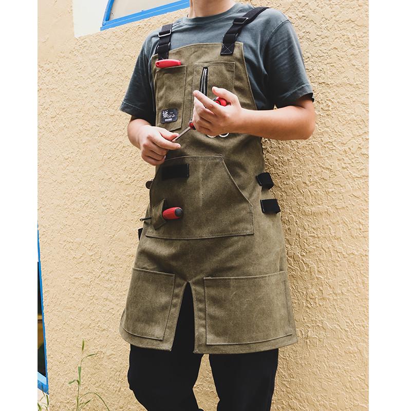 耐磨牛仔帆布围裙日系户外男女工作服印logo园艺木匠手作围腰