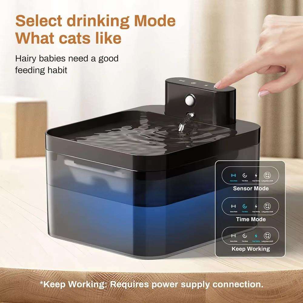 100-240V 2.2L宠物智能饮水机自动感应方形塑料猫饮水机