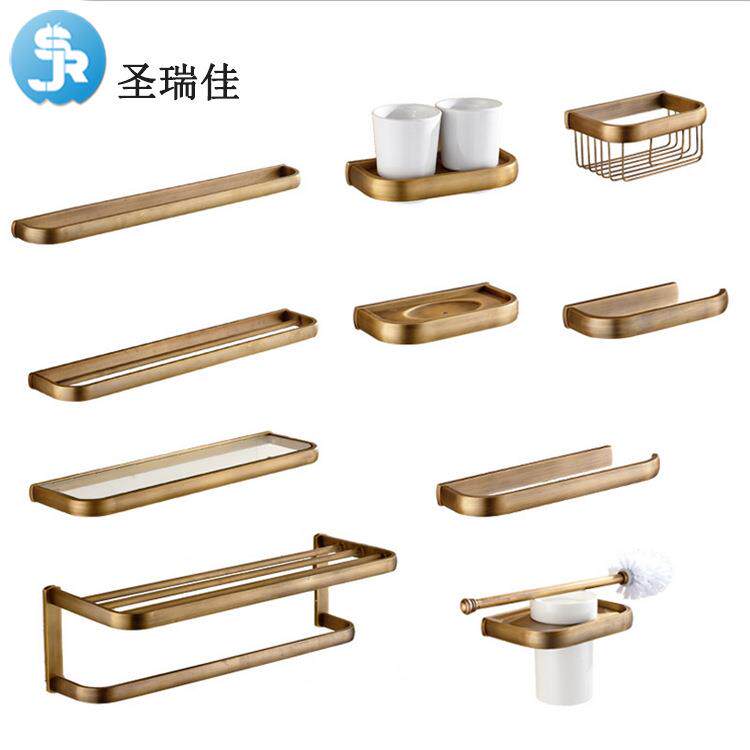 圣瑞佳欧式仿古铜浴巾架 浴室架方舟壁挂纸巾架欧式仿古铜浴巾架