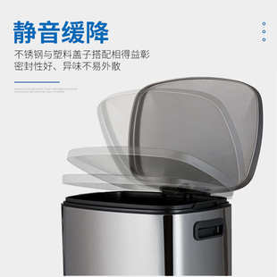 不锈钢垃圾桶20L脚踏式大容量办公室商用30L厨房客厅家用垃圾桶