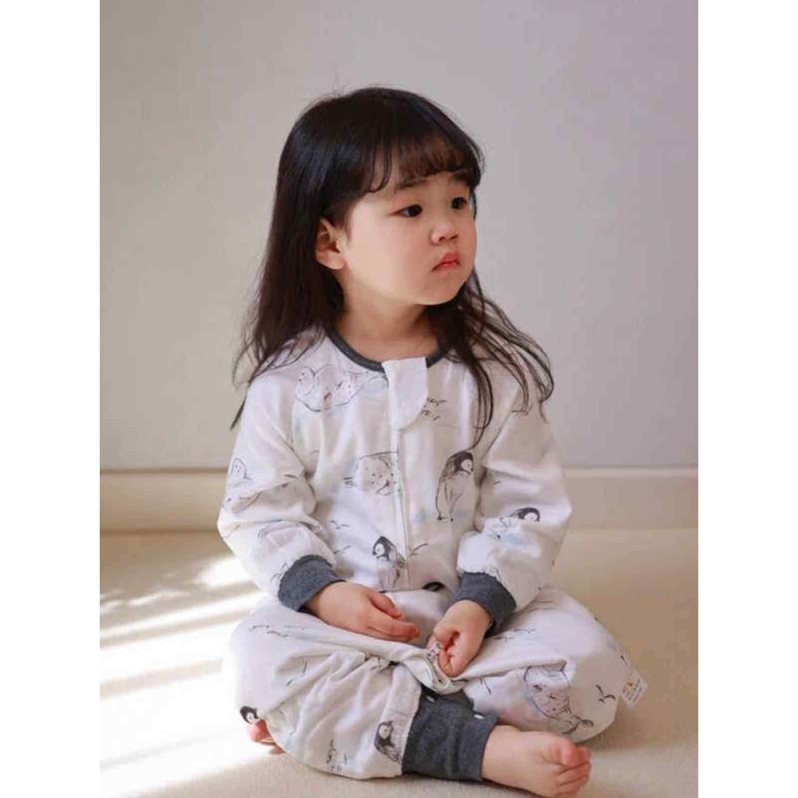 2025四季长袖四层竹棉纱布分腿睡袋婴幼儿防踢被防惊跳宝宝连体衣
