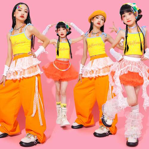 女童jazz爵士舞演出服儿童街舞服装女孩多巴胺走秀潮女团幼儿套装