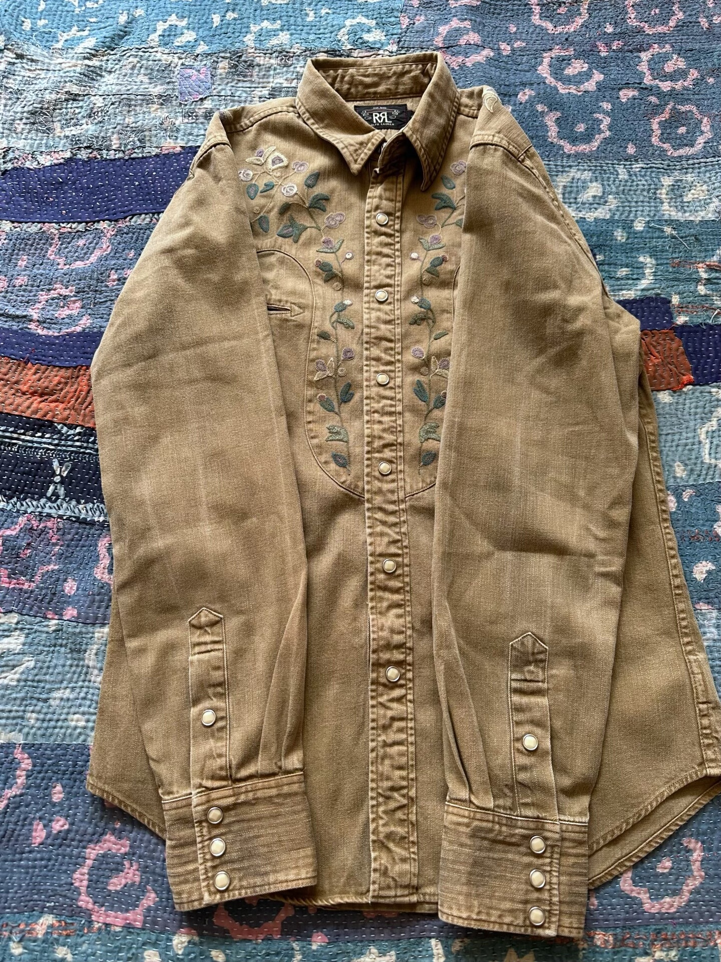 RRL Brown Embroidered Vintage Shirt — back