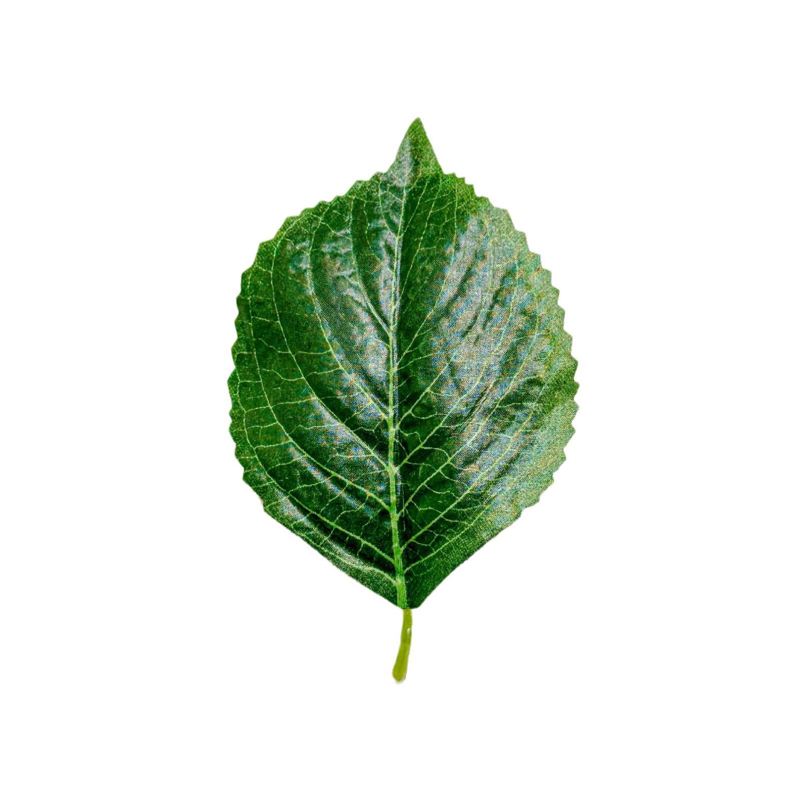 人造绣球花叶仿真单片绿色花叶绢布胶布丝印假花花叶花杆配件