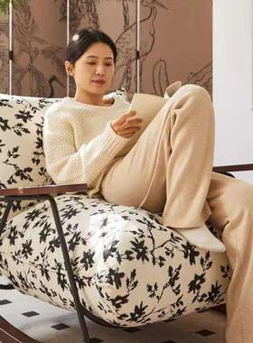 单人复古摇椅休ZYC椅客阳水台墨高回弹闲海绵厅懒人躺椅家用沙发