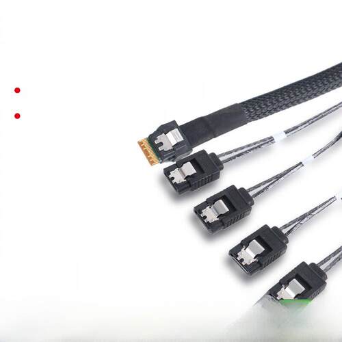24G SlimSAS 4i SFF8654转4SATA3阵列卡转接线1分4MINI SAS连接线