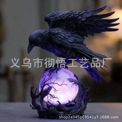 跨境Raven’s Moonlight哥特式黑暗灯乌鸦灯乌鸦台灯