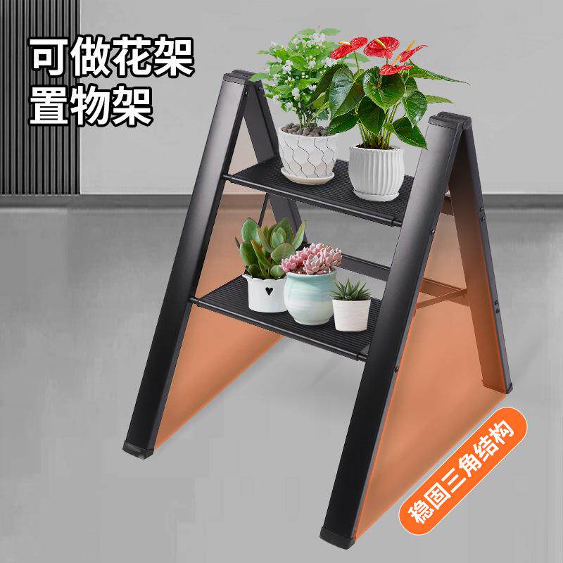 梯子折叠家用铝合金人字拆叠加厚置物架花架梯折叠梯可折叠