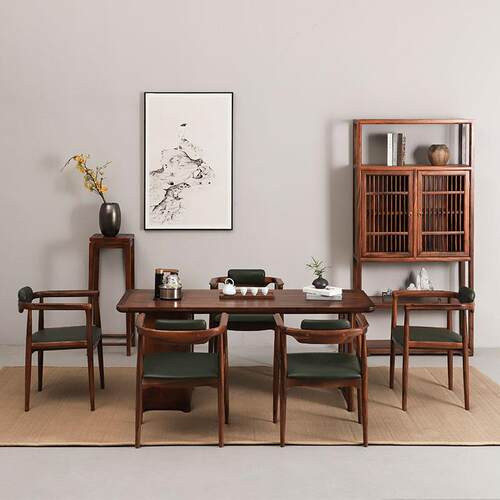 北美黑胡桃木大板桌南美雨木实木茶桌原木茶台餐桌老板办公桌茶几